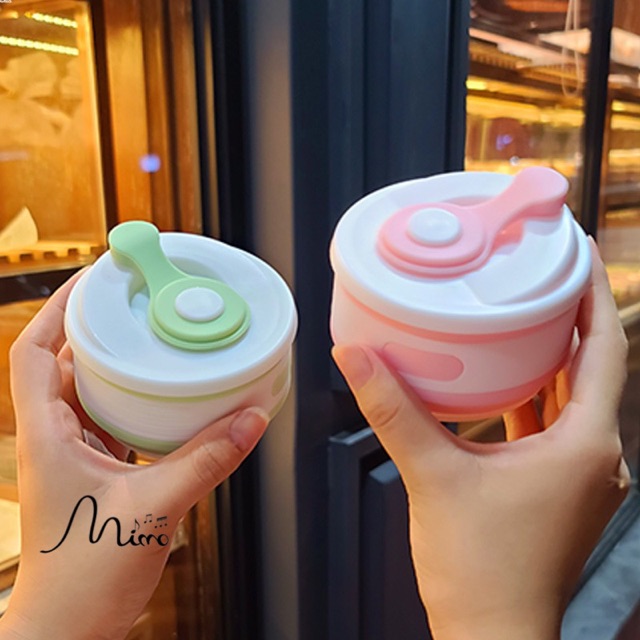 Cốc gấp gọn silicon chịu nhiệt 200 độ có nắp dung tích 350ml sẵn hàng 6 màu dễ dàng mang đi du lịch, dã ngoại | BigBuy360 - bigbuy360.vn