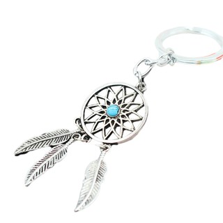1 móc khóa hình dreamcatcher lông vũ màu bạc cổ điển mới