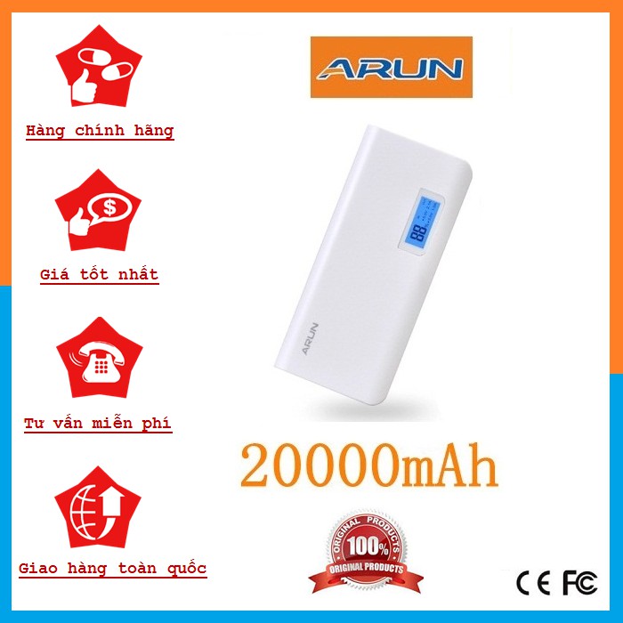 Sạc Dự Phòng Arun 20000mAh I Chính Hãng I Bảo Hành 12 Tháng I Đổi Trả Miễn Phí Trong 3 Ngày Đầu