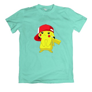 Áo thun in hình pikachu đội nón dễ thương