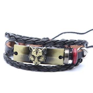 VÒNG TAY NAM HANDMADE DA MẶT CON HỔ PHONG CÁCH MẠNH MẼ CÁ TÍNH