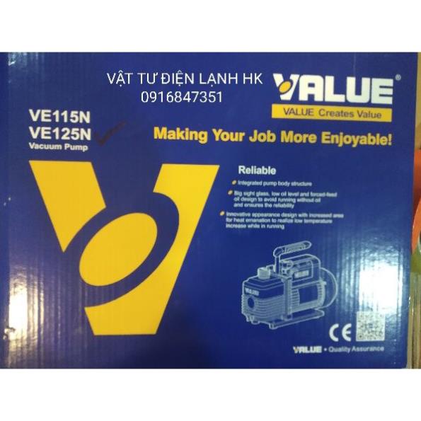 MÁY HÚT CHÂN KHÔNG VALUE 2.0 CFM MODEL: VE115N Lưu lượng bơm: 51-57 lít/phút Công suất: 1/4 Mã lực