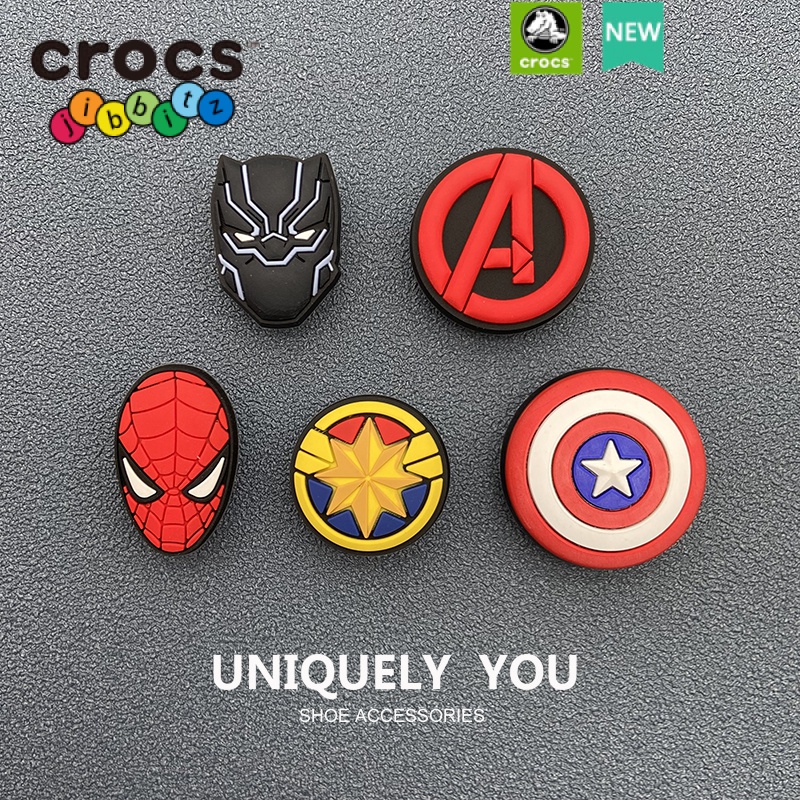 Móc Khóa Giày Crocs Hình Nhân Vật Hoạt Hình Avengers Trang Trí