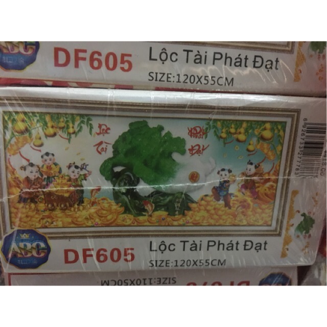 Tranh đính đá LỘC TÀI PHÁT ĐẠT DF605(120x55cm) chưa đính