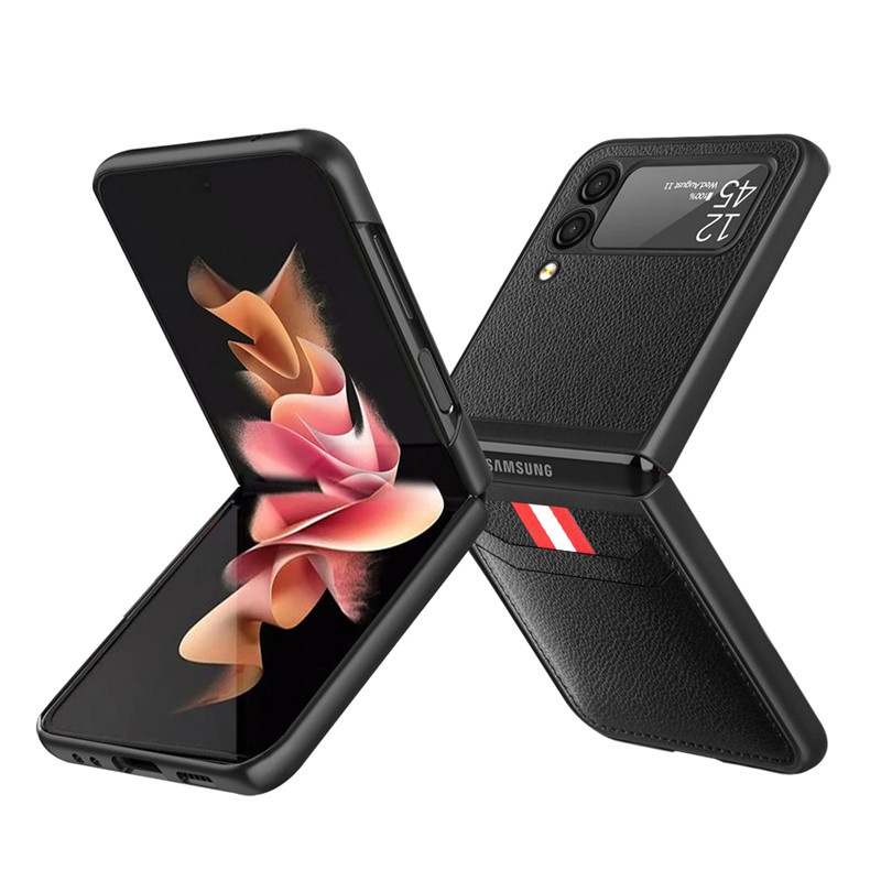 Ốp Lưng Bọc Da Có Ngăn Đựng Thẻ Cho Điện Thoại Samsung Galaxy Z Flip 3 4 5G