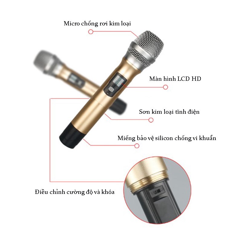 Bộ micro không dây, mic không dây EPXCM chống hú, chống rè cực tốt, bắt sóng cực mạnh, hát karaoke cực hay SELL SMART