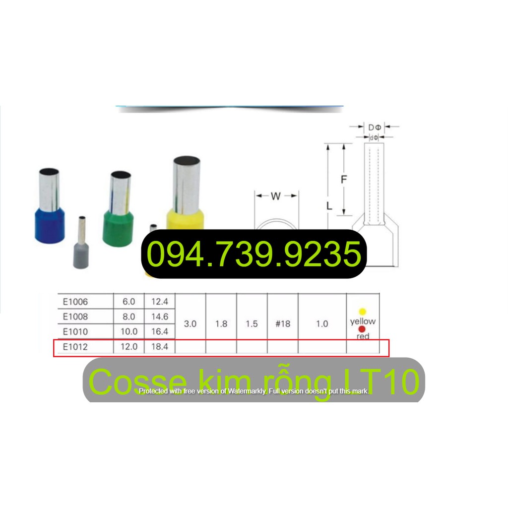 Cos LT10  - Đầu Cốt 10 dùng cho dây 10mm - Cosse kim rỗng 10mm