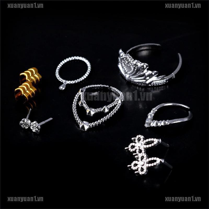 [XUANYUAN1] Set 10 Vương Miện Nhựa Màu Bạc / Vòng Tay / Vòng cổ Cho Búp Bê