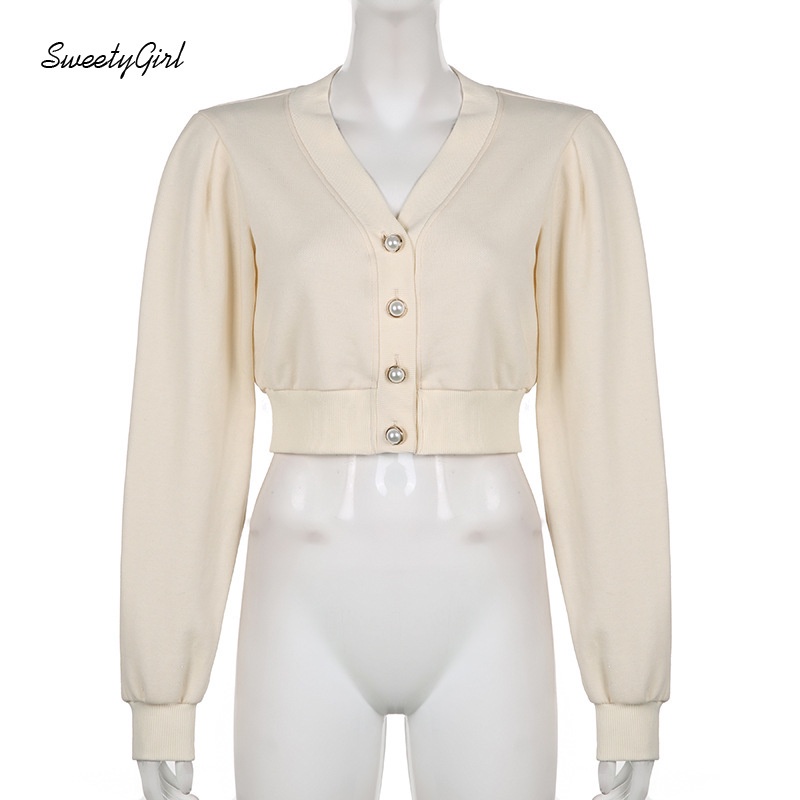 Áo Sơ Mi Tay Dài Cổ Chữ V Dáng Ôm Màu Trơn Cài Nút Thời Trang Cho Nữ