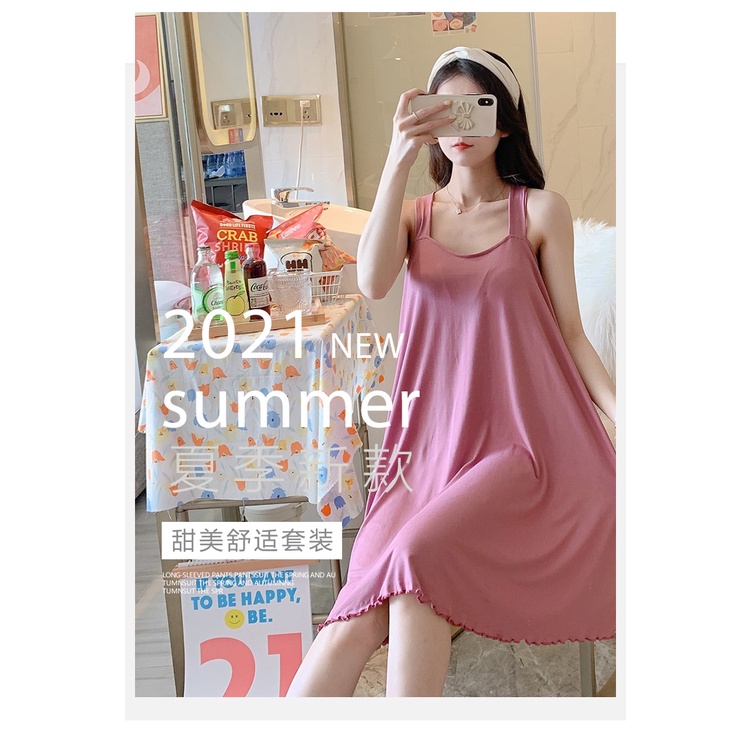 Đầm Ngủ Hai Dây Dáng Rộng Có Mút Đệm Ngực Màu Sắc Ngọt Ngào Quyến Rũ Cho Nữ | BigBuy360 - bigbuy360.vn