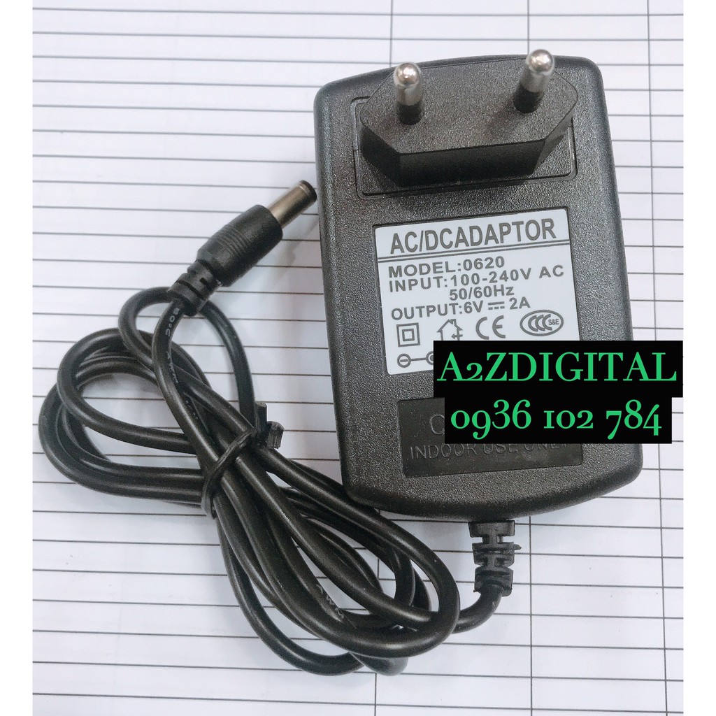NGUỒN ADAPTOR SẠC 6V-2A JACK CẮM SẠC ĐẦU TRÒN 5.5mm