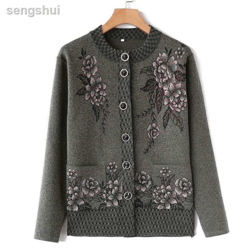 Áo Khoác Cardigan Dệt Kim Thời Trang Cho Phụ Nữ Trung Niên 60 Tuổi 70grandma