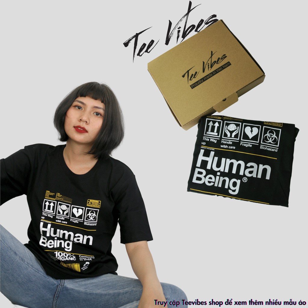 Áo thun tay lỡ TEEVIBES dáng Unisex phong cách in hình Human Being TV004 | BigBuy360 - bigbuy360.vn