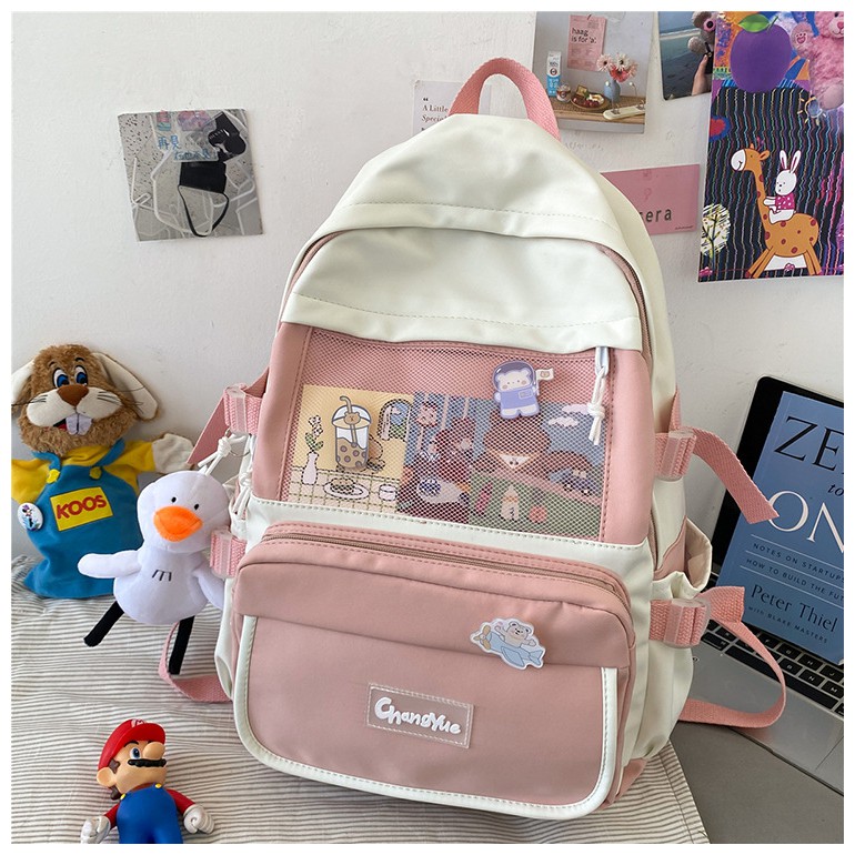 Balo ulzzang nam nữ đi học chống thấm phối lưới thời trang giá rẻ BAG U LP25