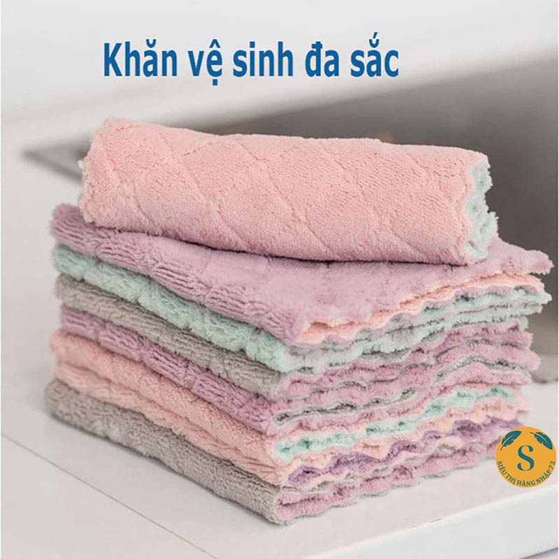 1 Khăn lau đa năng 2 mặt lau Bếp - Rửa bát - lau Bàn khăn thấm nước siêu tốt nhanh khô [KHĂN 2 MẶT]