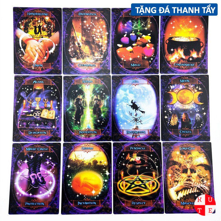 Bộ Bài Witches Wisdom Oracle 48 Lá Bài Mạ Bạc Tặng File Tiếng Anh Và Đá Thanh Tẩy C190