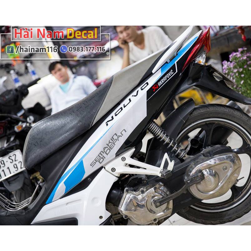 Tem Trùm Nouvo 4 LX Trắng Xanh Akapovic
