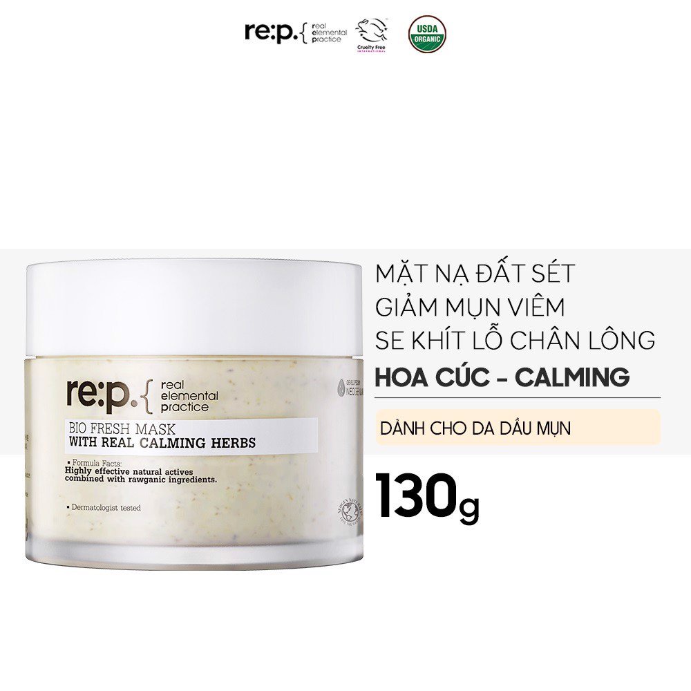 Mặt Nạ Đất Sét Dành Cho Da Dầu Mụn RE:P Bio Fresh Mask With Real Calming Herbs 130g _ RE:P Chính Hãng