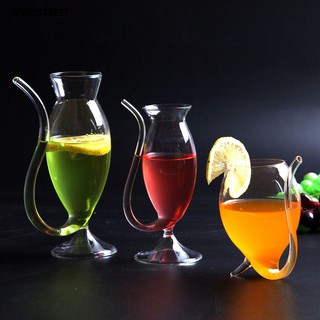 Ly thủy tinh uống rượu whiskey có ống hút