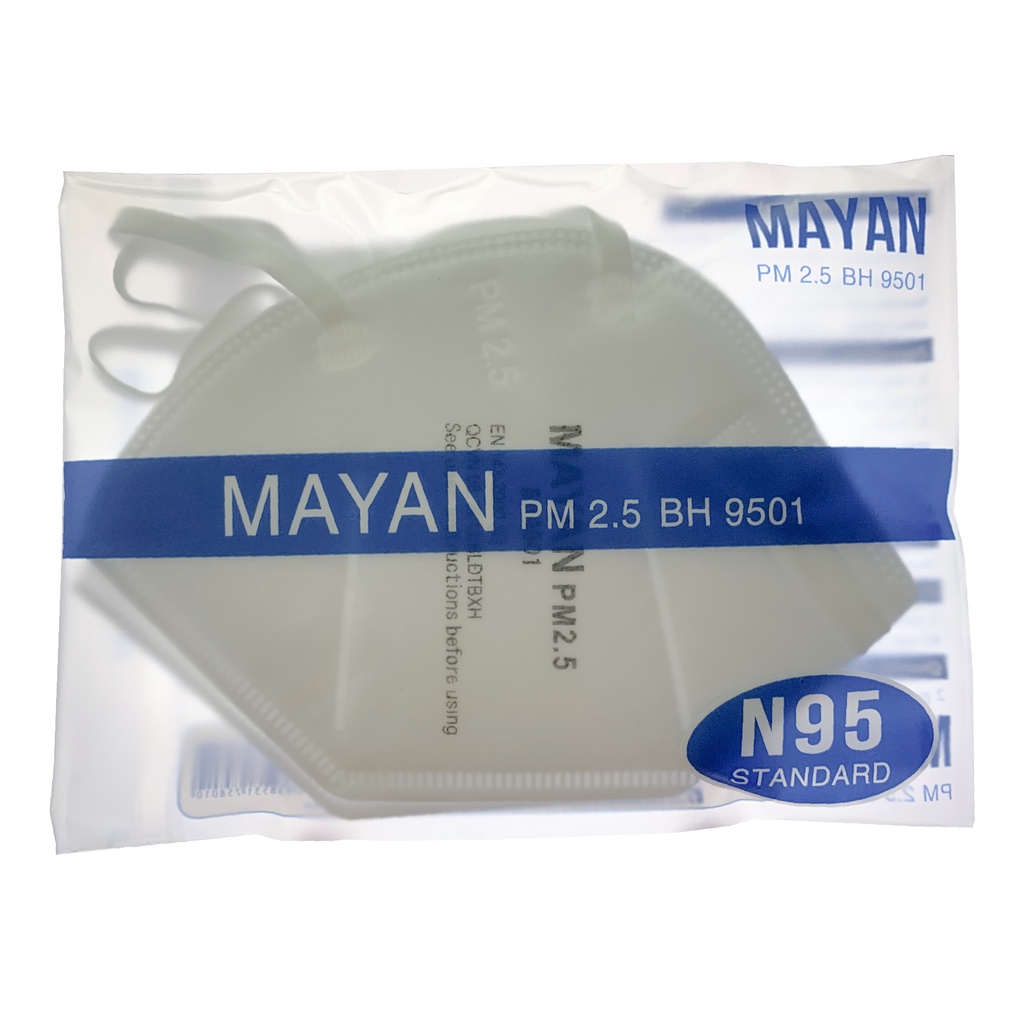 Khẩu Trang Mayan PM2.5 BH9501 Ngăn Vi Khuẩn 99%, Lọc Bụi 95% Hộp 25 Gói