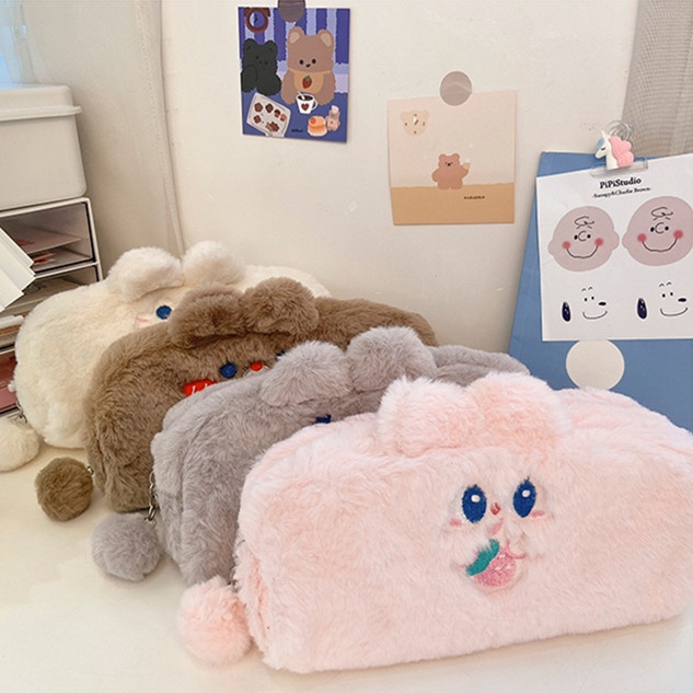 Túi Đựng Bút Cỡ Lớn Thêu Họa Tiết Hoạt Hình Nhồi Bông Xinh Xắn