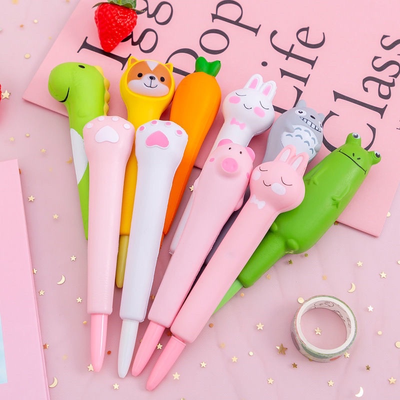 Bút Gel Đen Xốp Mềm Hình Chuột Molang Giảm Căng Thẳng Khi Học Tập Mẫu Độc Lạ Dễ Thương [HÀNG CÓ SẴN]