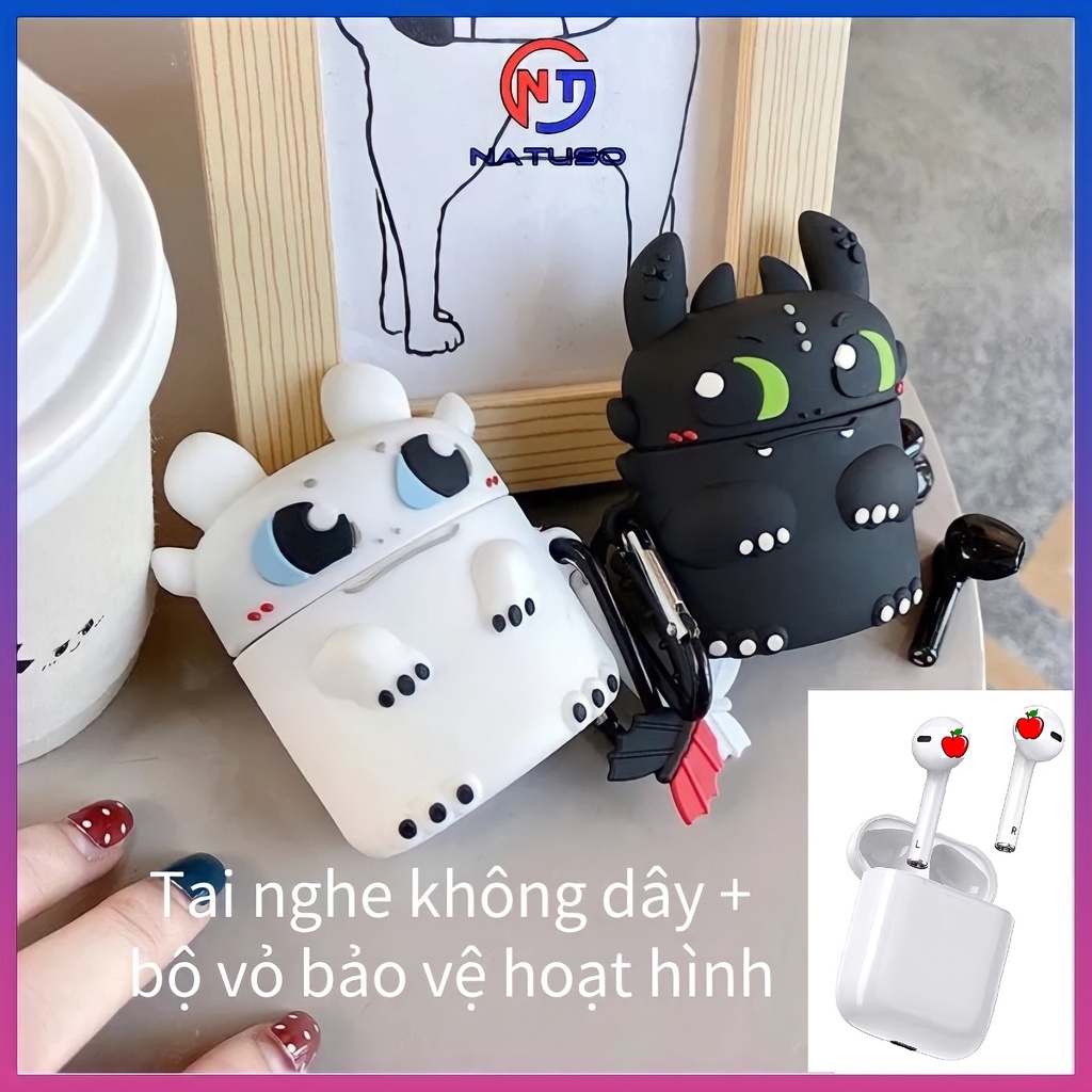 Combo tai nghe bluetooth không dây nhét tai i12 tws cảm ứng âm thanh HIFI có vỏ bảo vệ bao đựng case