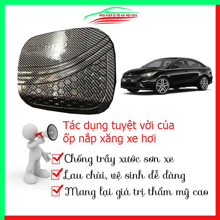 Ốp nắp xăng Cerato 2019-2023 vân cacbon bảo vệ chống trầy trang trí ô tô