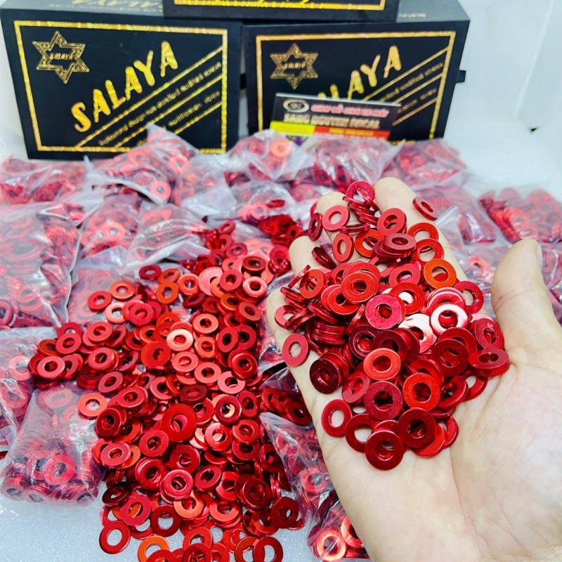 Lông đền nhôm 6li gắn lốc máy 6li áo ,8li ,10li ,12li ,14li có chữ SALAYA gắn tất cả dong xe máy