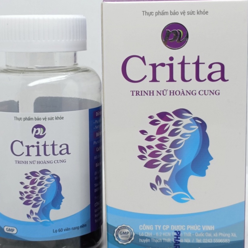 Viên uống CRITTA Trinh nữ hoàng cung lọ 60 viên - Phòng ngừa U nang buồng trứng, u xơ tử cung rối loạn kinh nguyệt