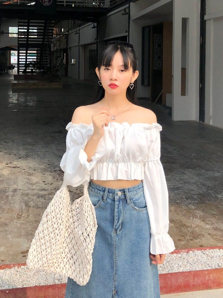 Áo Trễ Vai Tay Phồng Thời Trang Gợi Cảm Cho Nữ