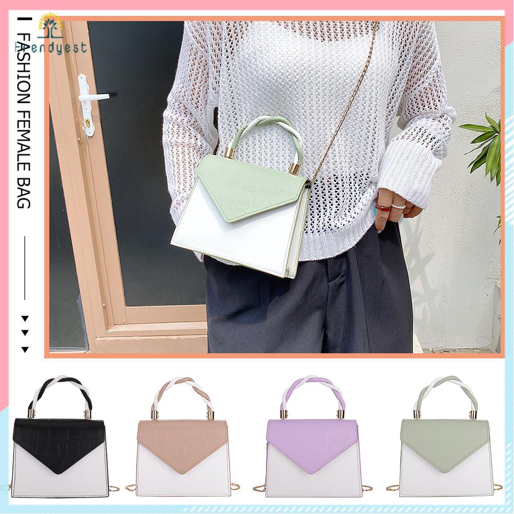 Fashion Women Contrast Color Stone Pattern Crossbody Bag PU Mini Handbag