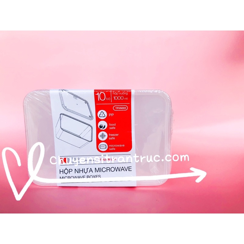 [HÀNG LOẠI 1] Set 10 hộp nhựa vuông microwave kèm nắp đựng thực phẩm 550ml 750ml 1000ml ✓Thố chịu nhiệt tốt
