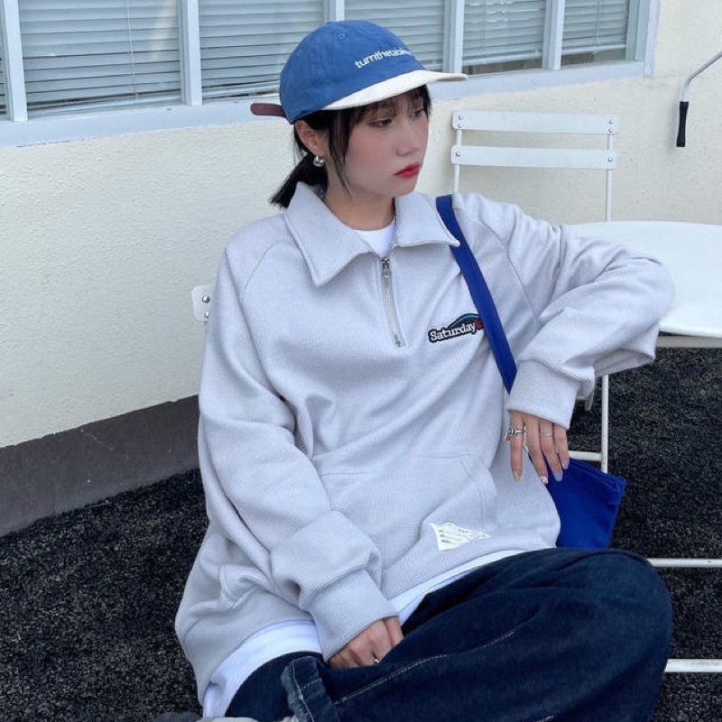 Áo Sweater cổ Polo dáng rộng phong cách thời trang siêu hot