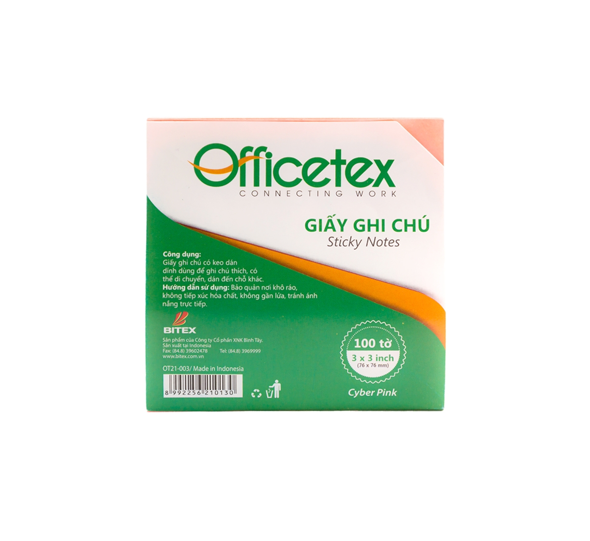 Giấy Ghi Chú Officetex 3X3 OT21-003 Màu Cyber Hồng