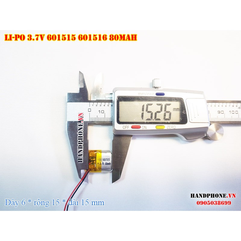 Pin Li-Po 3.7V 601515 601516 80mAh (Lithium Polyme) Cho Tai Nghe Bluetooth, Loa Bluetooth, Smartwatch, Chuột Máy Tính