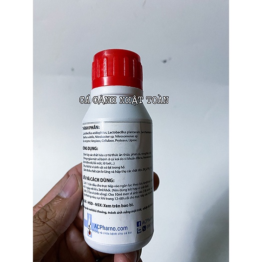 MEN VI SINH KHỬ MÙI TANH, LÀM TRONG NƯỚC CHO BỂ CÁ CẢNH ACPHARNO 125ML