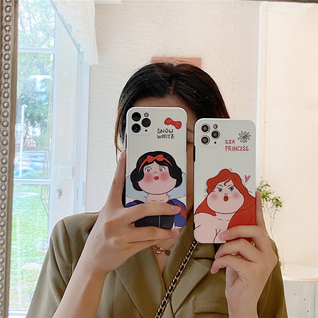 Soft Plastic Phone Cases Cute Couple cartoon Fat princess Case suitable for iPhone11 PRO MAX 7/8plus SE2020 X/XS XR XSMAX