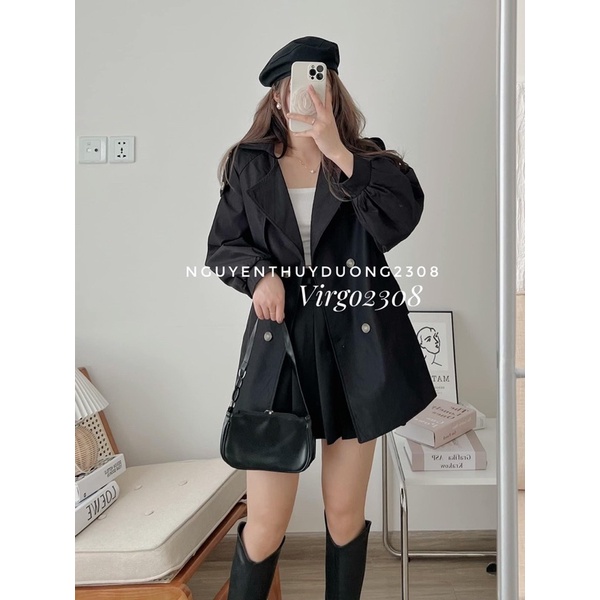 [NEW]ÁO KHOÁC MANGTO KAKI KÈM ĐAI TAY BO DÁNG LỠ 4 CÚC