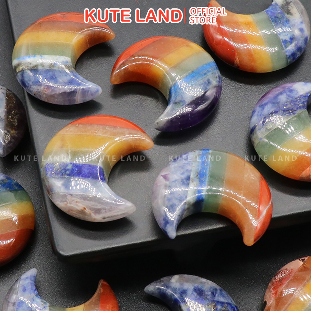 Đá Thanh Tẩy Hình Mặt Trăng Chakra 7 Loại Đá Size 3 Cm DA75