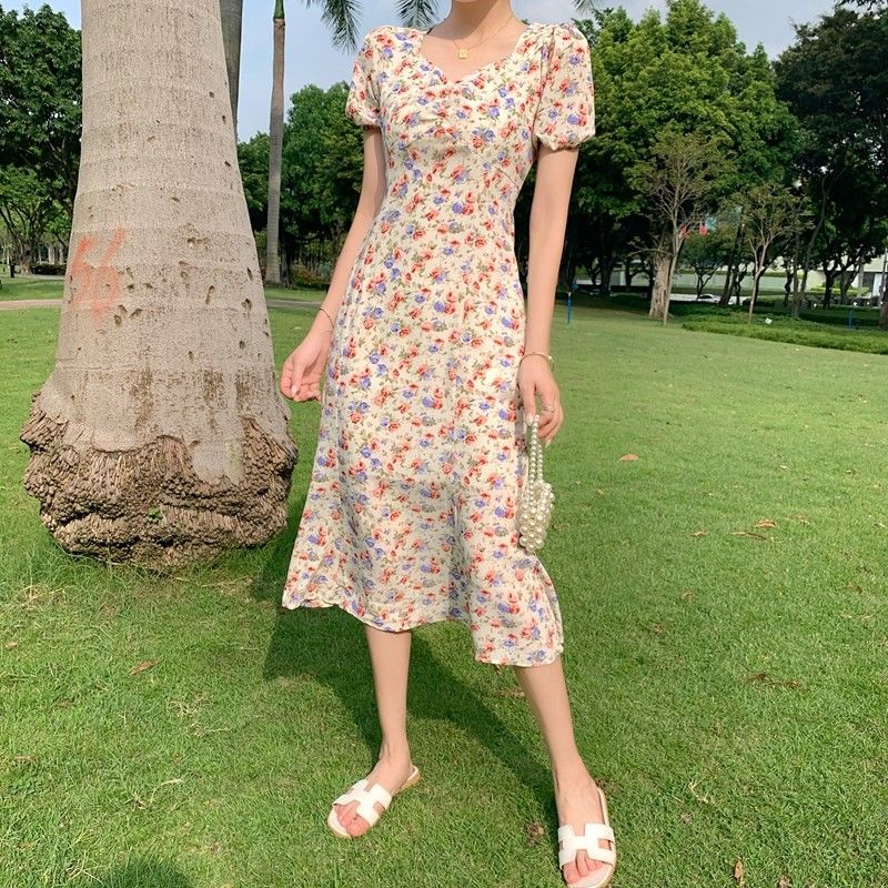 Đầm Hoa Dáng Dài Cổ V Thời Trang Dành Cho Nữ đầm bầu váy nữ váy bé gái váy dài chân váy dài váy nữ chân váy dài