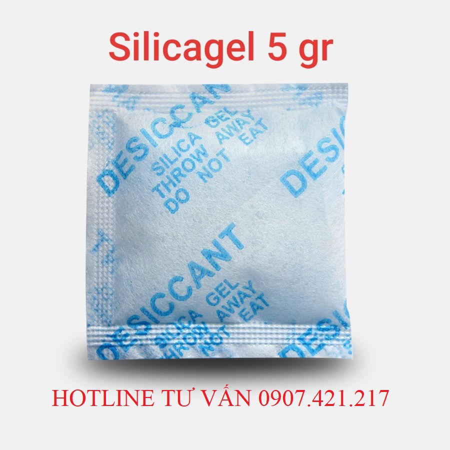 Đóng gói 2kg gói hút ẩm gói chống ẩm cho thực phẩm Silica gel bảo quản khô mực, khô cá, tôm khô loại 5gra