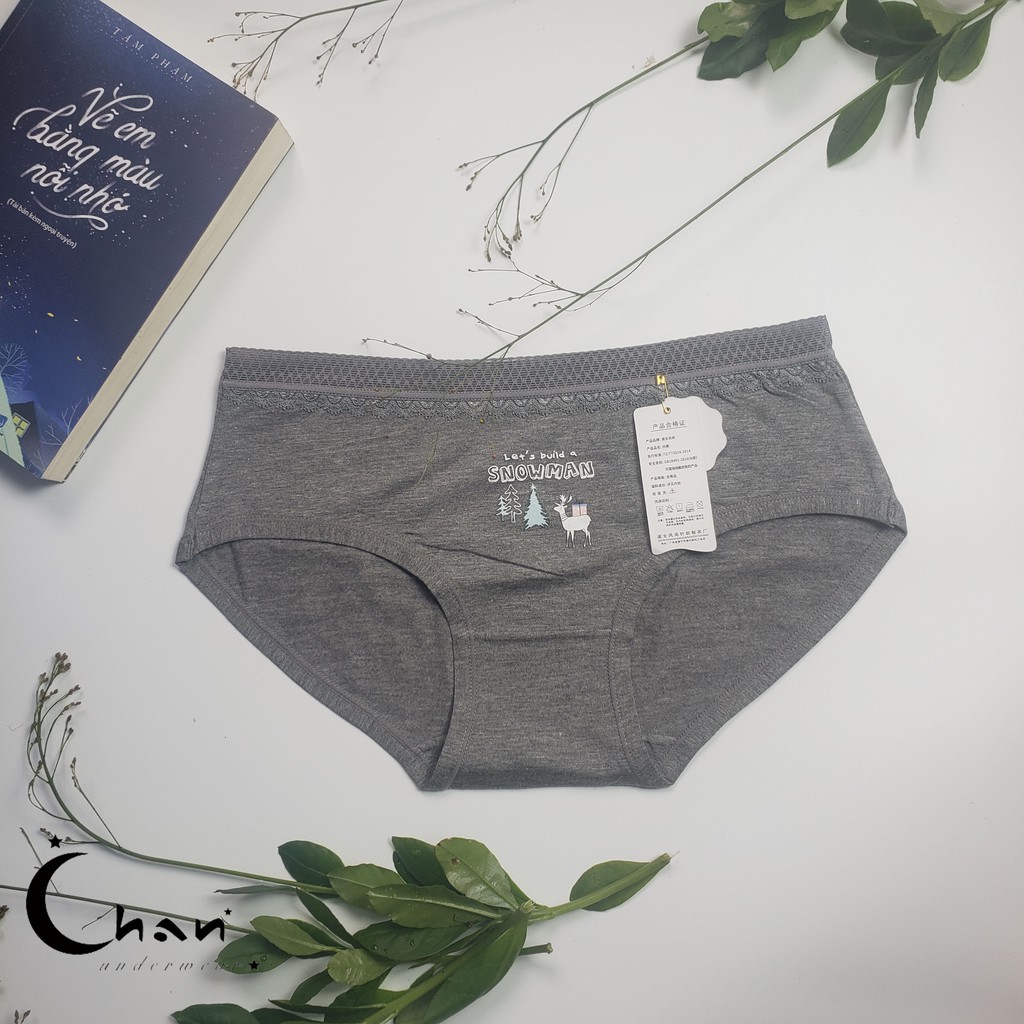 Quần lót nữ Snow Man cotton cạp ren chất vải mềm thấm hút mồ hôi cực tốt-Chan Underwear