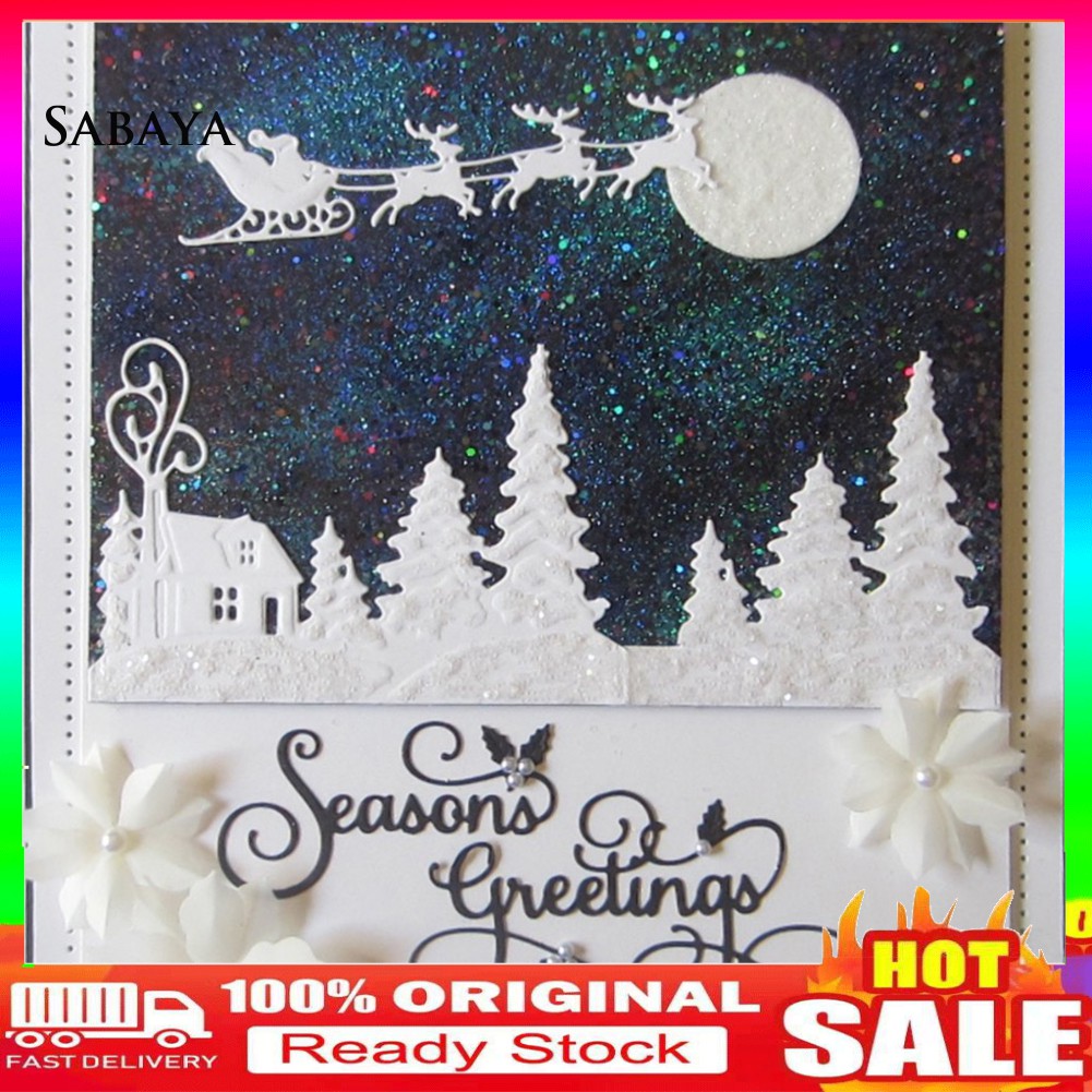 Set khuôn cắt giấy làm từ kim loại hình cây thông noel trang trí scrapbook