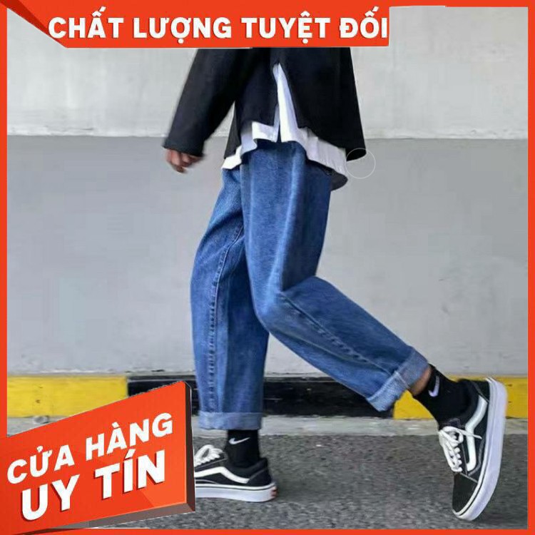 HÀNG NHẬP KHẨU -  Quần Bò Ống Rộng Nam Nữ Cạp Chun Phong Cách HIPHOP STREETWEAR Quần Jeans Ống Rộng Dễ Phối Đồ Có Bigsiz