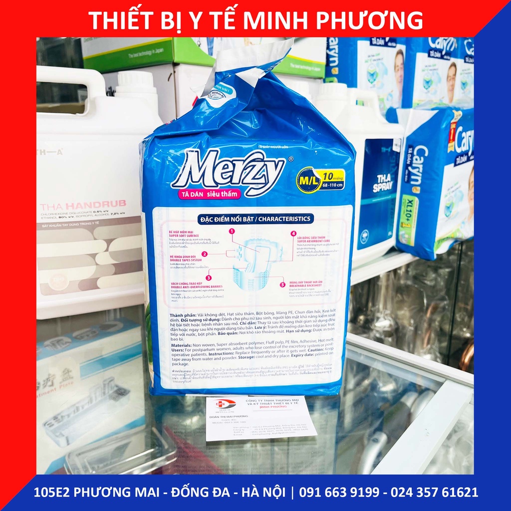 [CHÍNH HÃNG] Bỉm - Tã dán siêu thấm MERZY size M/L 10 miếng
