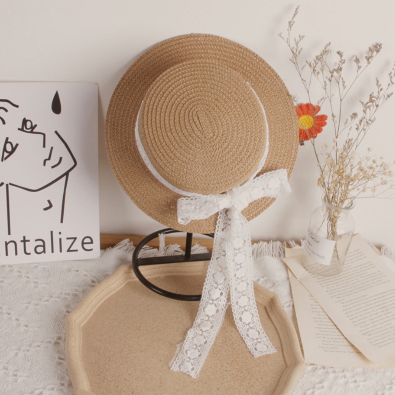 Brroa Nón Cối Rộng Vành Phối Ruy Băng Ren Chống Nắng Thời Trang Đi Biển Mùa Hè Cho Bé