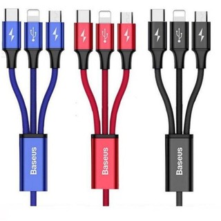 cáp sạc baseus 3 đầu Micro USB, Lightning, Type C