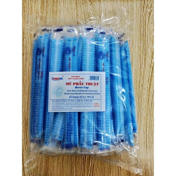 Mũ phẫu thuật tiệt trùng/ Mũ giấy y tế, spa, thẩm mỹ viện (túi 50 cái)