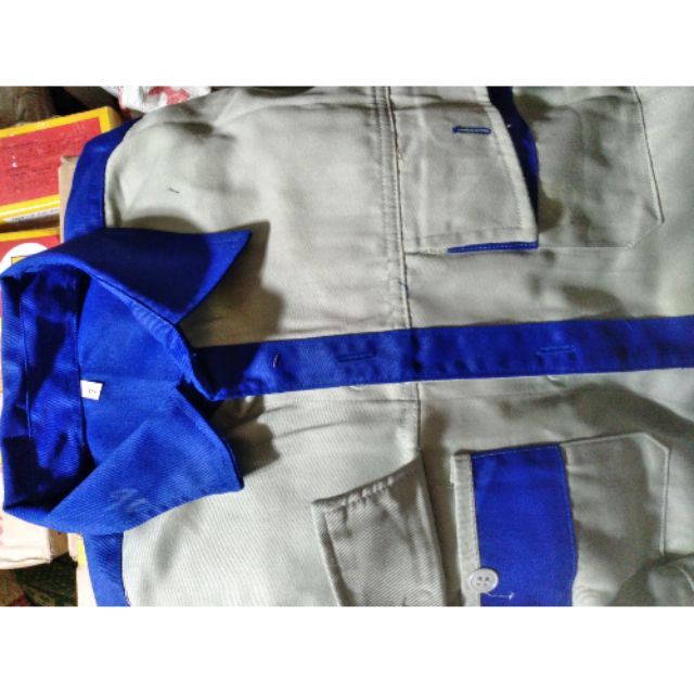 Combo 2 bộ quần áo lao động nam nữ màu ghi pha xanh